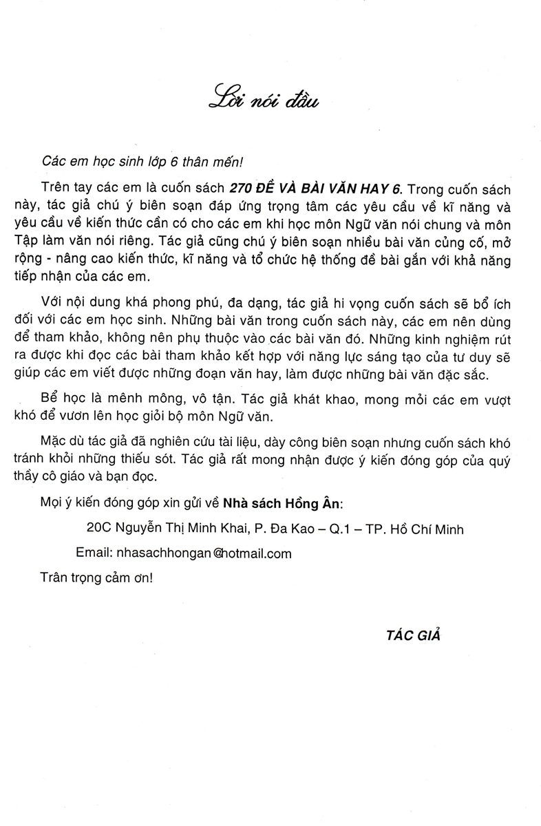 Sách tham khảo- 270 ĐỀ VÀ BÀI VĂN HAY LỚP 6 _HA