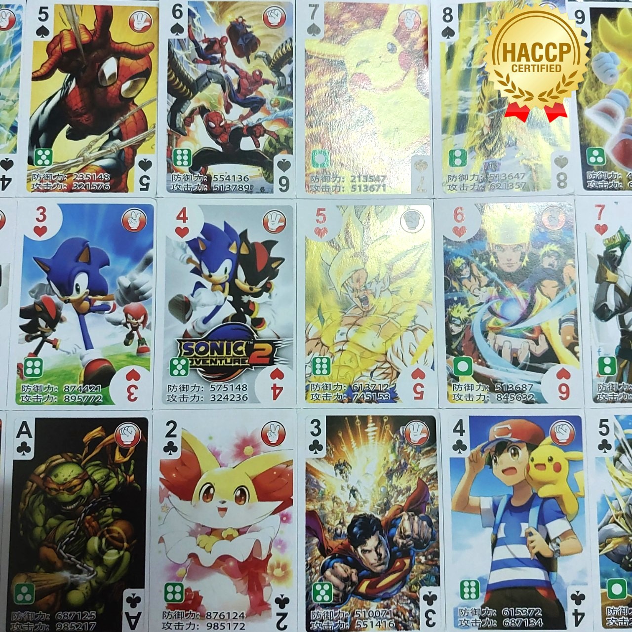 Bộ bài Poker tây 54 lá hình Anime MIX Pokemon Kamerider PowerRanger 1673 1-4-1