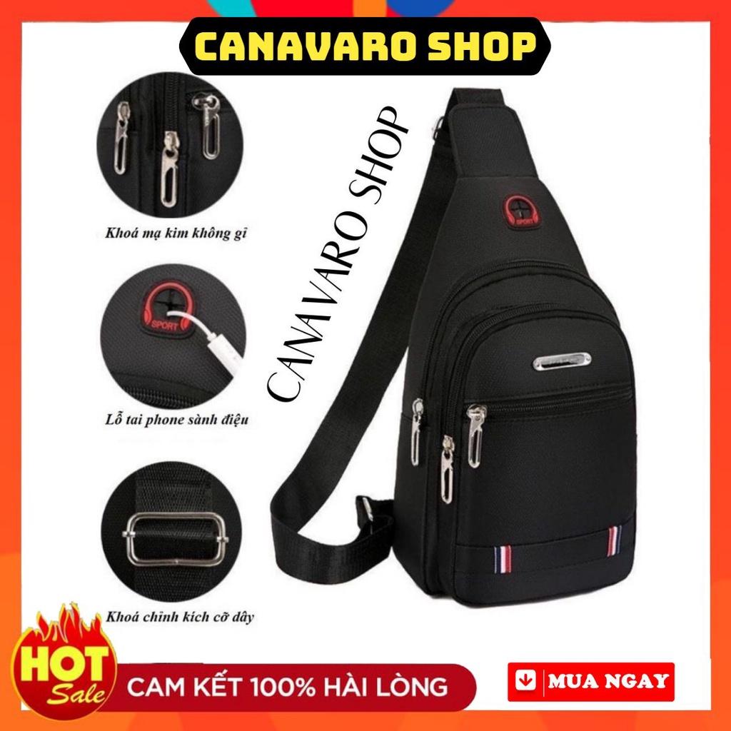 Túi đeo chéo nam vải canvas chống nước 3 ngăn phong cách Hàn Quốc CANAVARO SHOP CN85T