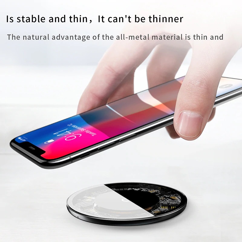 Đế sạc nhanh không dây siêu mỏng Baseus Simple Wireless Charger 10W dùng cho iPhone / Samsung/ Huawei/ Xiaomi (Qi Wireless Quick Charge) - Hàng chính hãng