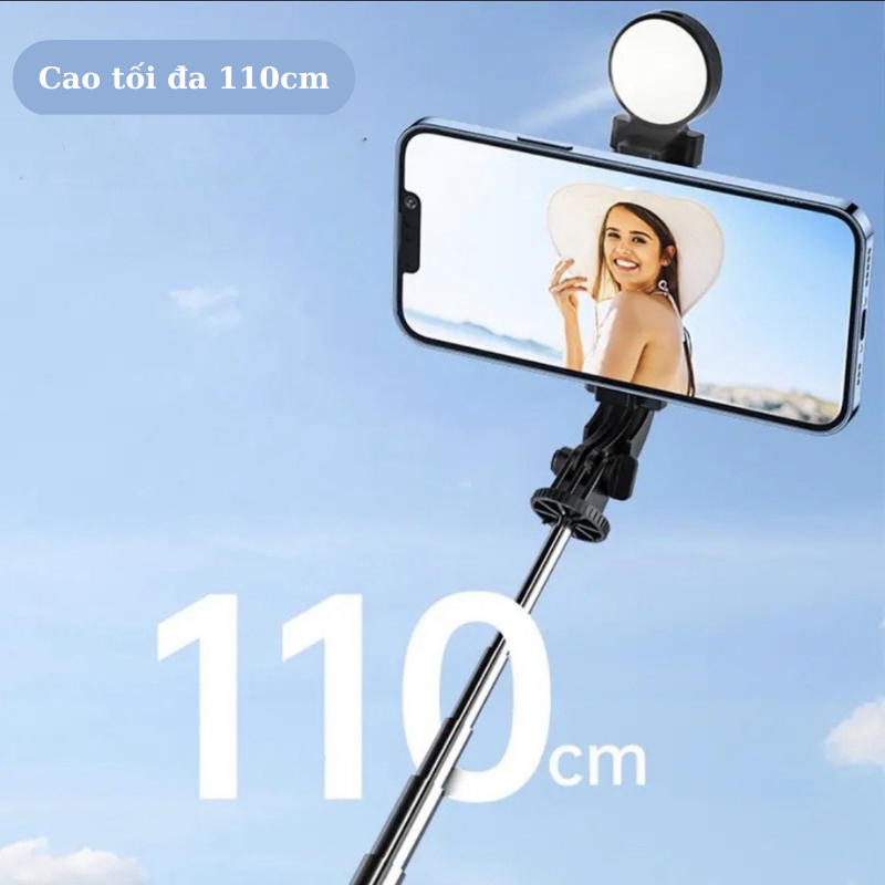 Gậy chụp ảnh/ Gậy selfie B11s tích hợp 3 chân kèm đèn flash mini và remote từ xa - Hàng chính hãng