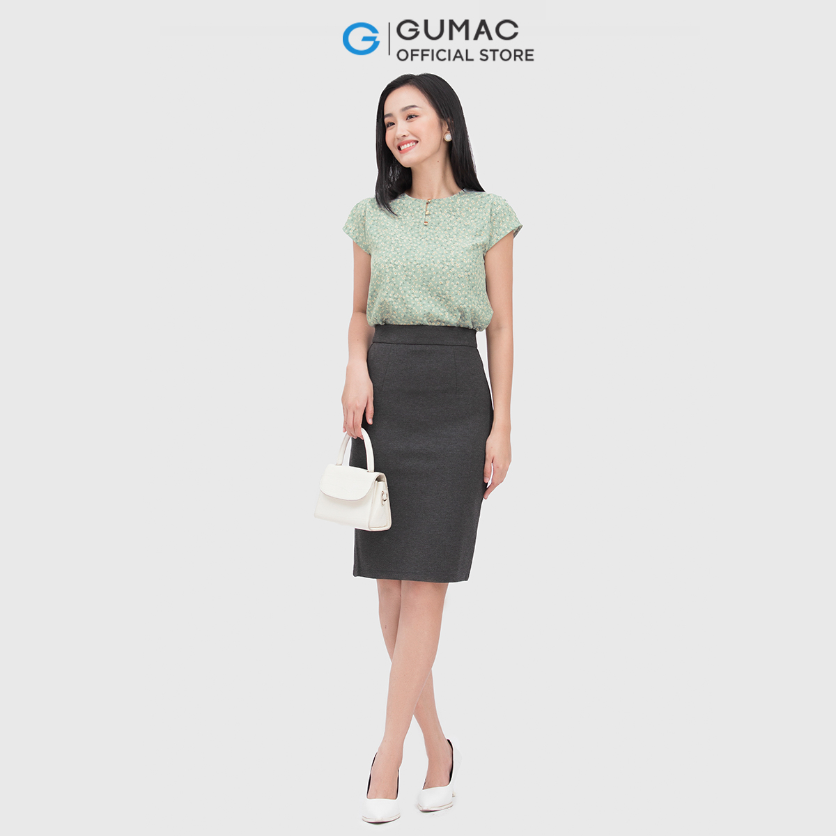 Chân váy GUMAC VC04049 form bút chì xẻ tà thời trang công sở