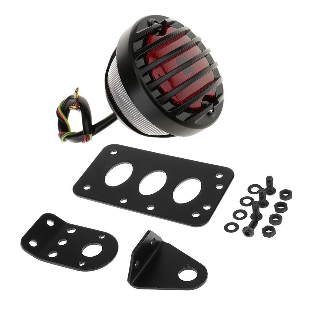 Motorcycle  Side Mount Bracket W/ Rear Tail Brake Light - Black