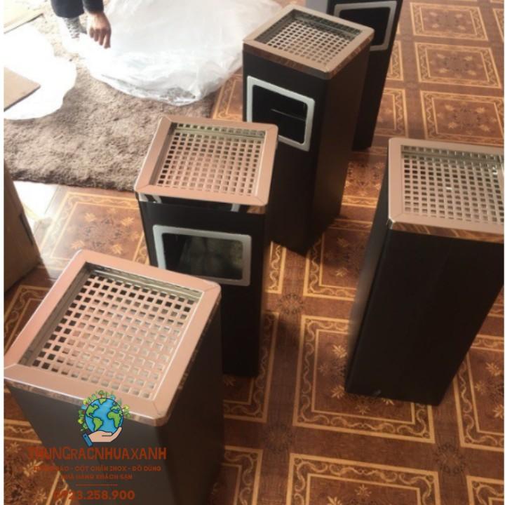 THÙNG RÁC GẠT TÀN DẠNG HÌNH VUÔNG INOX B-067