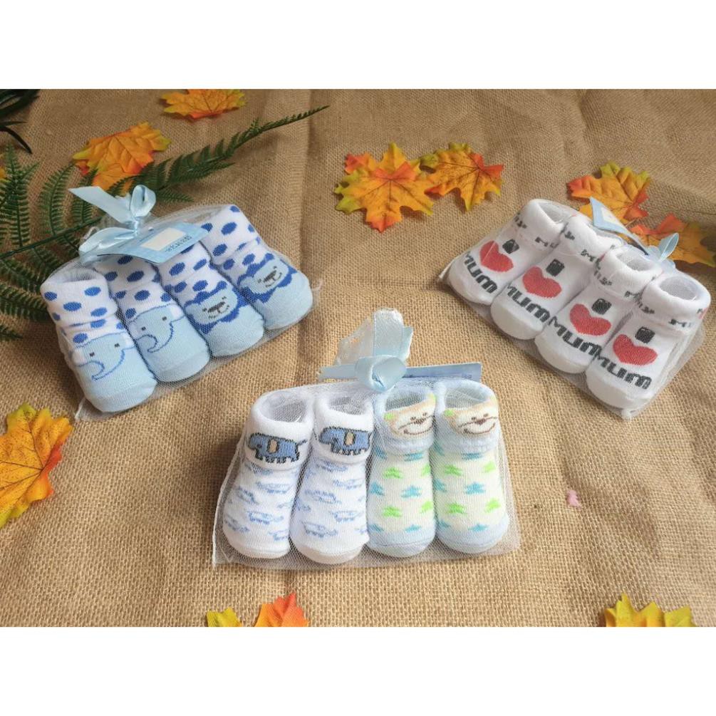 Set 3 đôi vớ sơ sinh xinh xắn cho bé gái 0-6 tháng và 6-12 tháng
