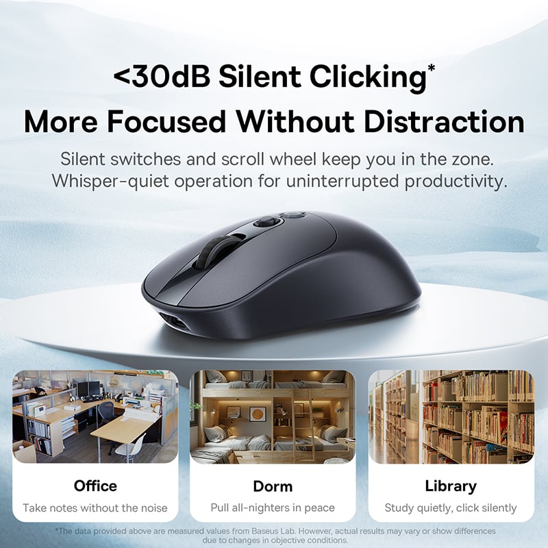 Chuột không dây công thái học Baseus Editor EM2 (Bluetooth 5.3 & 2.4G, 4000 DPI, 300mAh)- Hàng Chính Hãng