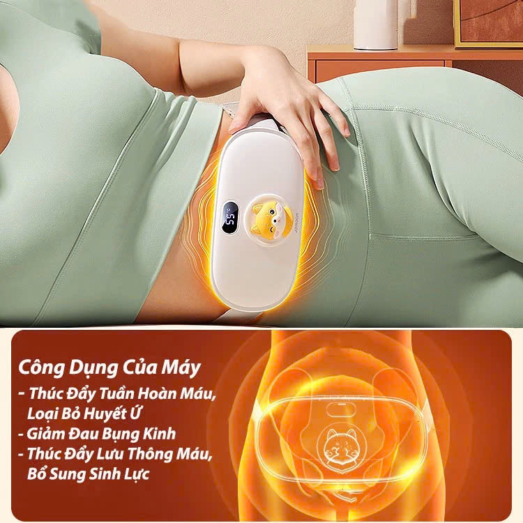 Máy chườm nóng hỗ trợ giảm đau bụng kinh có 4 chế độ massage và 3 mức nhiệt ấm bụng: 40-60 độ C Pin sạc UBS, món quà ý nghĩa tặng người yêu MÀU HỒNG