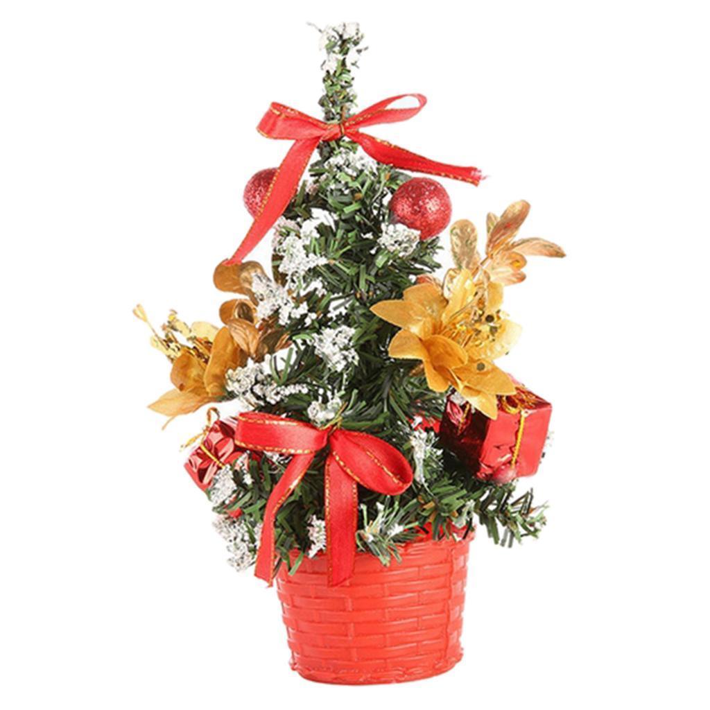 6inch High Tabletop Christmas Tree Mini Xmas Tree with Ornaments Golden