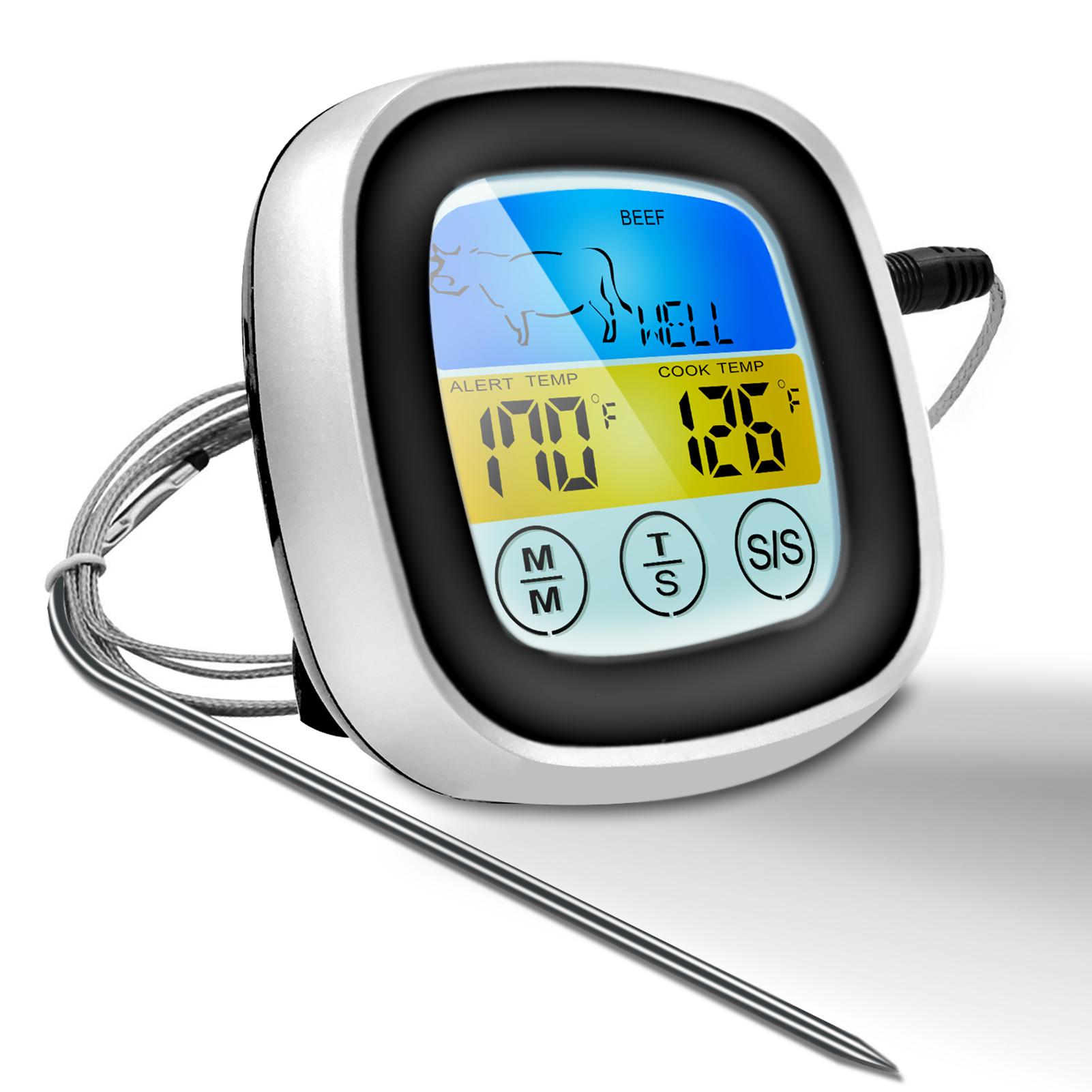 Máy đo nhiệt độ thức ăn , nhiệt kế thức ăn với màn hình LCD màu nhạy