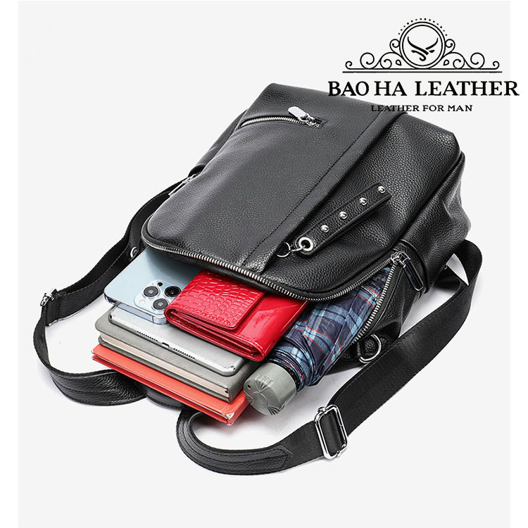 Ba lô nữ da bò đa năng BHM8119 Vừa là balo vừa là túi đeo chéo vai