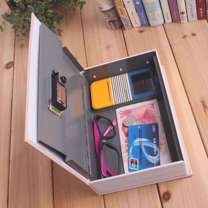 Két Sắt Mini Hình Quyển Sách 18x11.5x5.5cm Khóa Chìa - Giao ngẫu nhiên