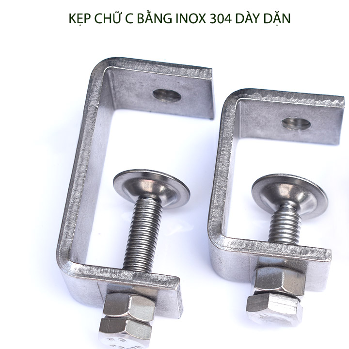 01 Kẹp chữ C bằng inox 304 không gỉ, dày dặn chắc chắn dùng cho nghề mộc