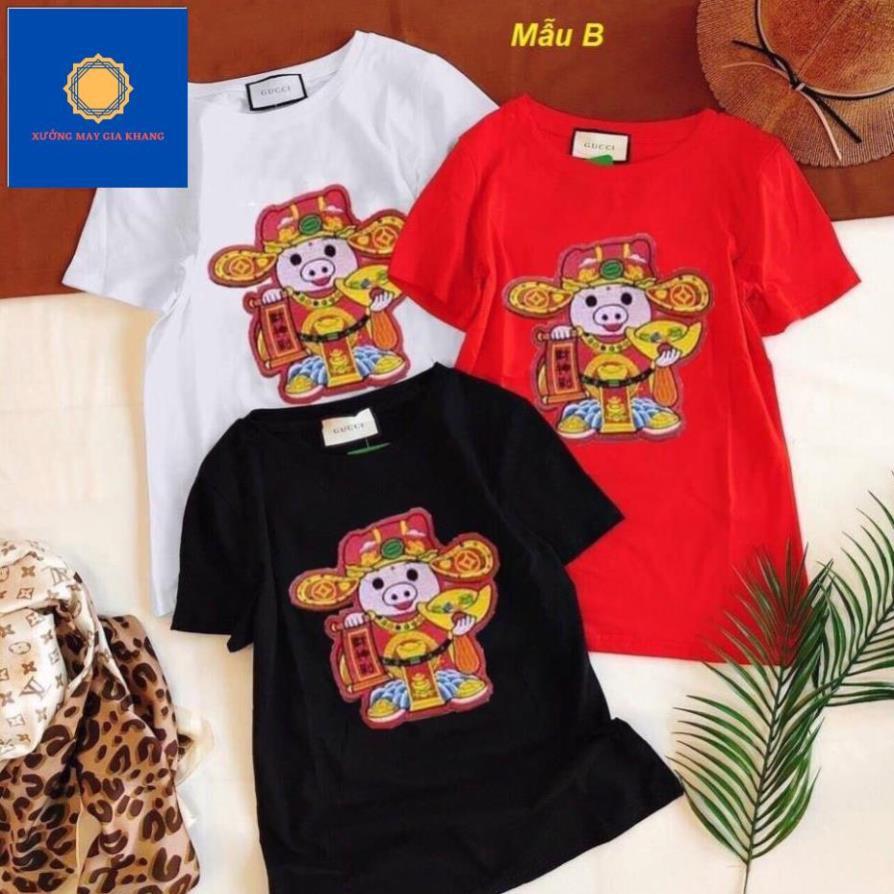 Áo thun bé trai, bé gái may đắp hình heo thần tài may mắn . Gia Khang