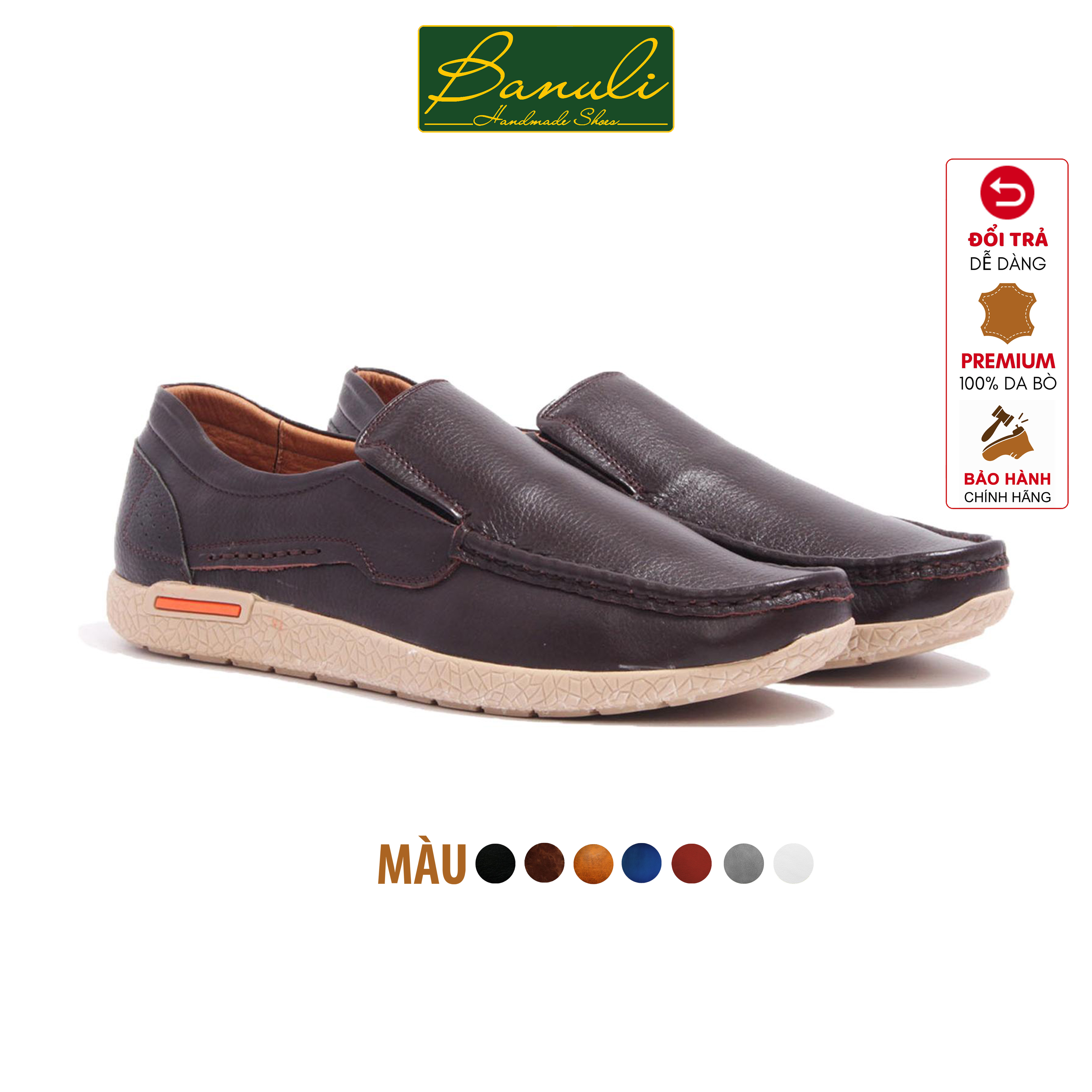 Giày Lười Nam Banuli Casual Slip-On Shoes Nappa Cow Leather K2DL1 (Da Bò Nappa Mềm Dẻo, Đế Siêu Nhẹ, Chống Trượt, Bảo Hành Trọn Đời)