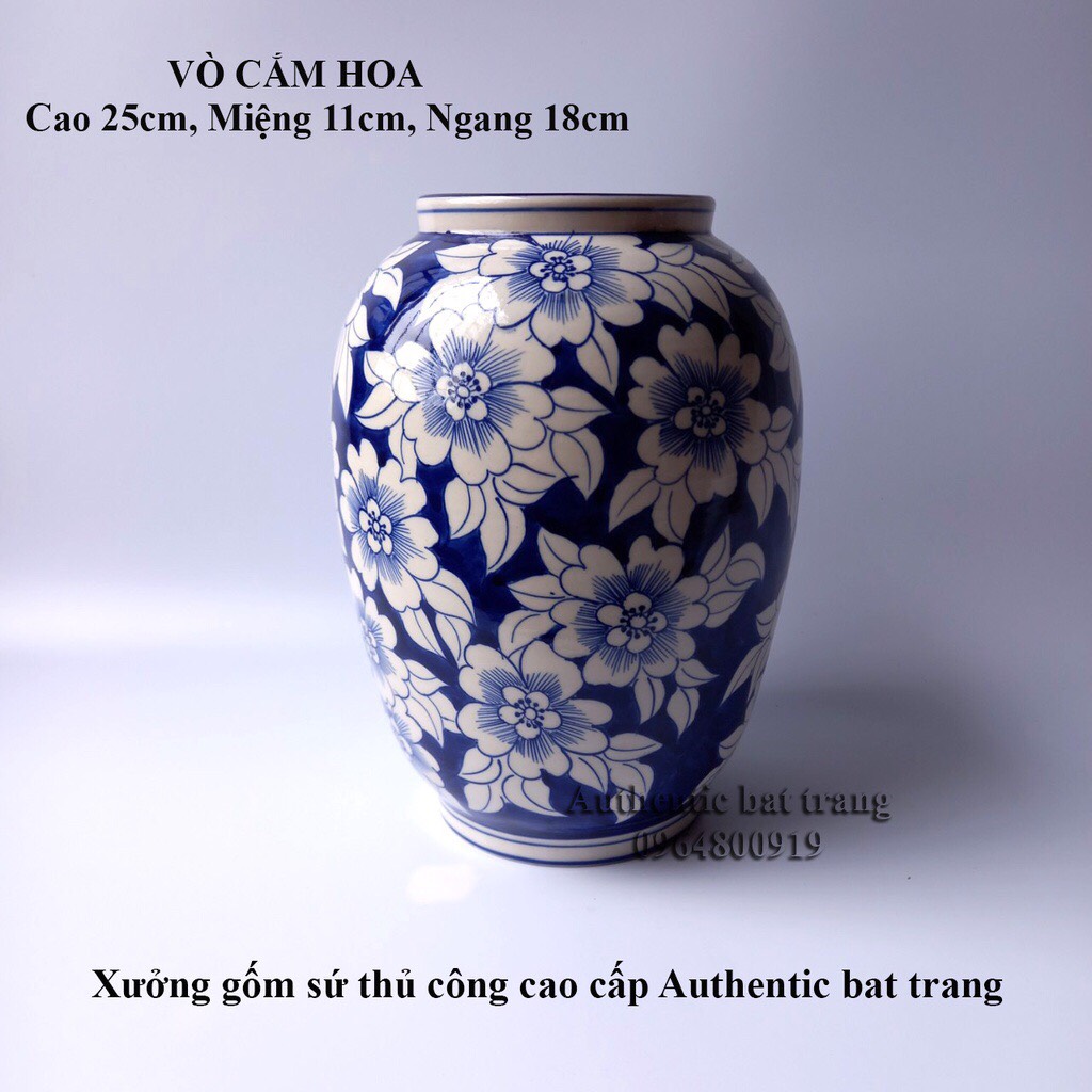 Bình cắm hoa, trang trí vẽ và vuốt tay thủ công 100% - Gốm sứ bát tràng chính hãng