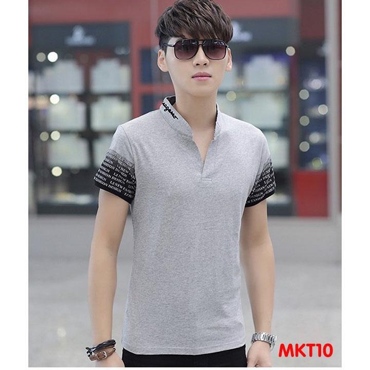 Áo thun nam đẹp V trụ tay ngắn phom áo suông vải thun cotton co giãn thoải mái MKT21