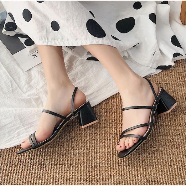 Dép cao gót sandal dây đế vuông 5cm G017