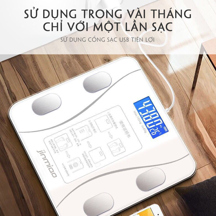 [ Sạc Pin 1 Năm 2 lần ] Cân Điện Tử Cân Sức Khỏe Gia Đình Chuẩn Xác Hiển Thị Nhiệt Độ Phòng