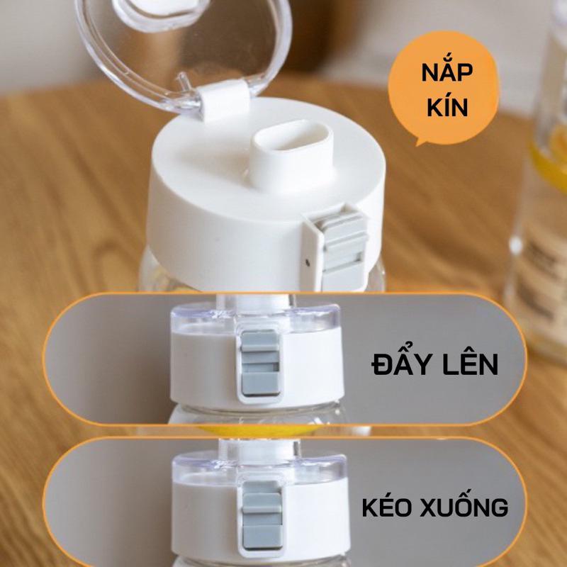 Combo 3 Bình Đựng Nước Bằng Nhựa có nắp đậy ,quai đeo thông minh tiện dụng