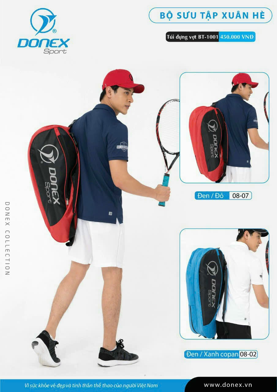 Bao vợt Cầu lông/ Tennis Donex Pro- 3 ngăn chống thấm nước