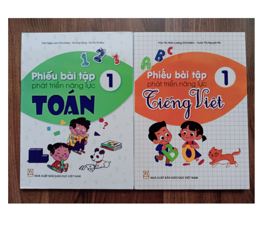 Sách - Combo Phiếu bài tập phát triển năng lực Toán - Tiếng Việt Lớp 1