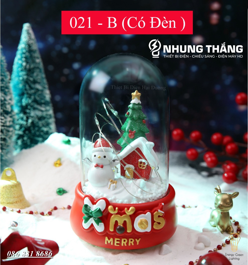 Quà Tặng Giáng Sinh - Quả Cầu Phát Nhạc Ông Già Noel Và Người Tuyết - Siêu Dễ Thương - Có Đèn - Tặng Pin - Có Video