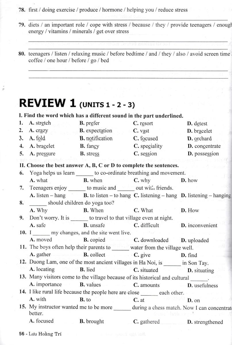 Bài Tập Tiếng Anh 8 - Không Đáp Án