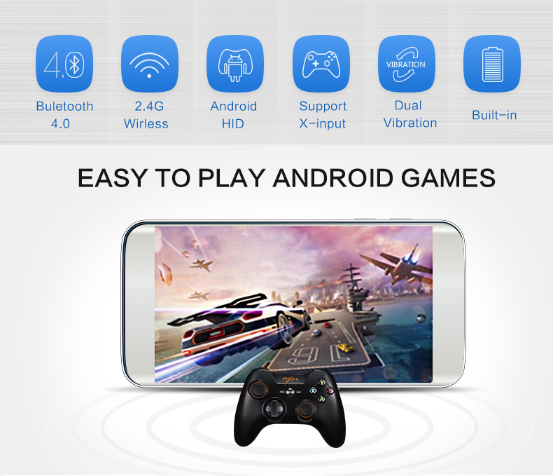 Tay cầm chơi game không dây PXN 9613 2 màu ĐEN - TRẮNG (wireless/Bluetooth/USB/Dây Sạc) - Hàng Chính Hãng