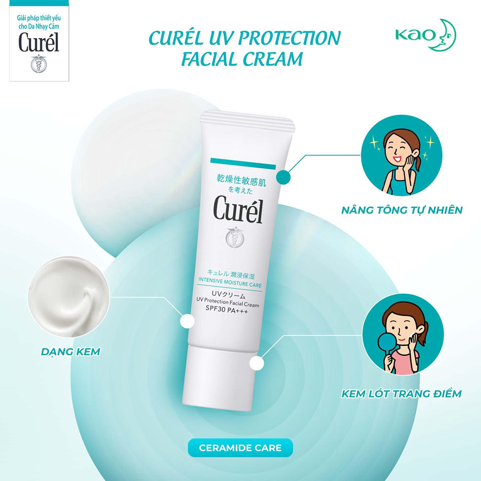 UV Kem Chống Nắng Curel UV Protection Face Cream SPF 30 PA++ (30g)