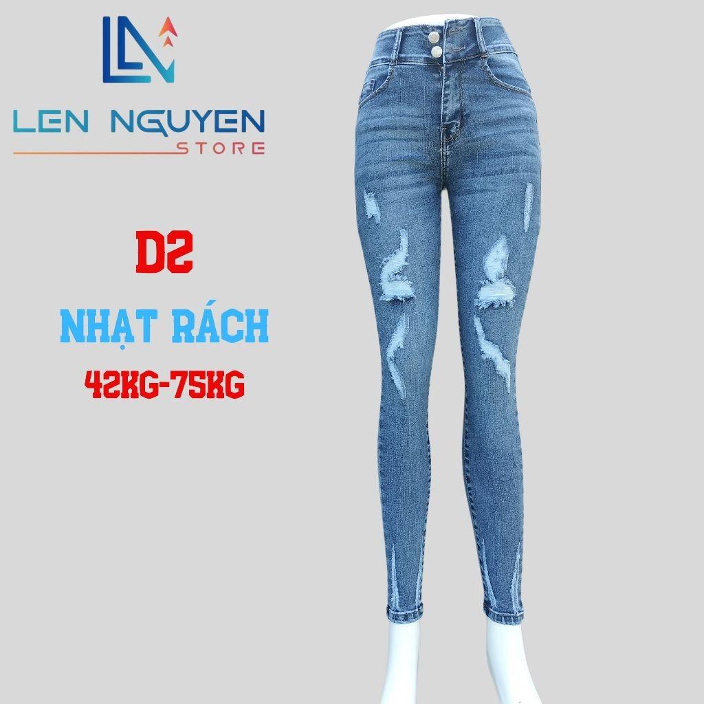 D2_Quần jean nữ, dài, lưng cao, quần bò nữ dáng ôm, quần rin nữ có big size, cho 42kg đến 75kg,LEN NGUYEN STORE - Xanh Nhạt