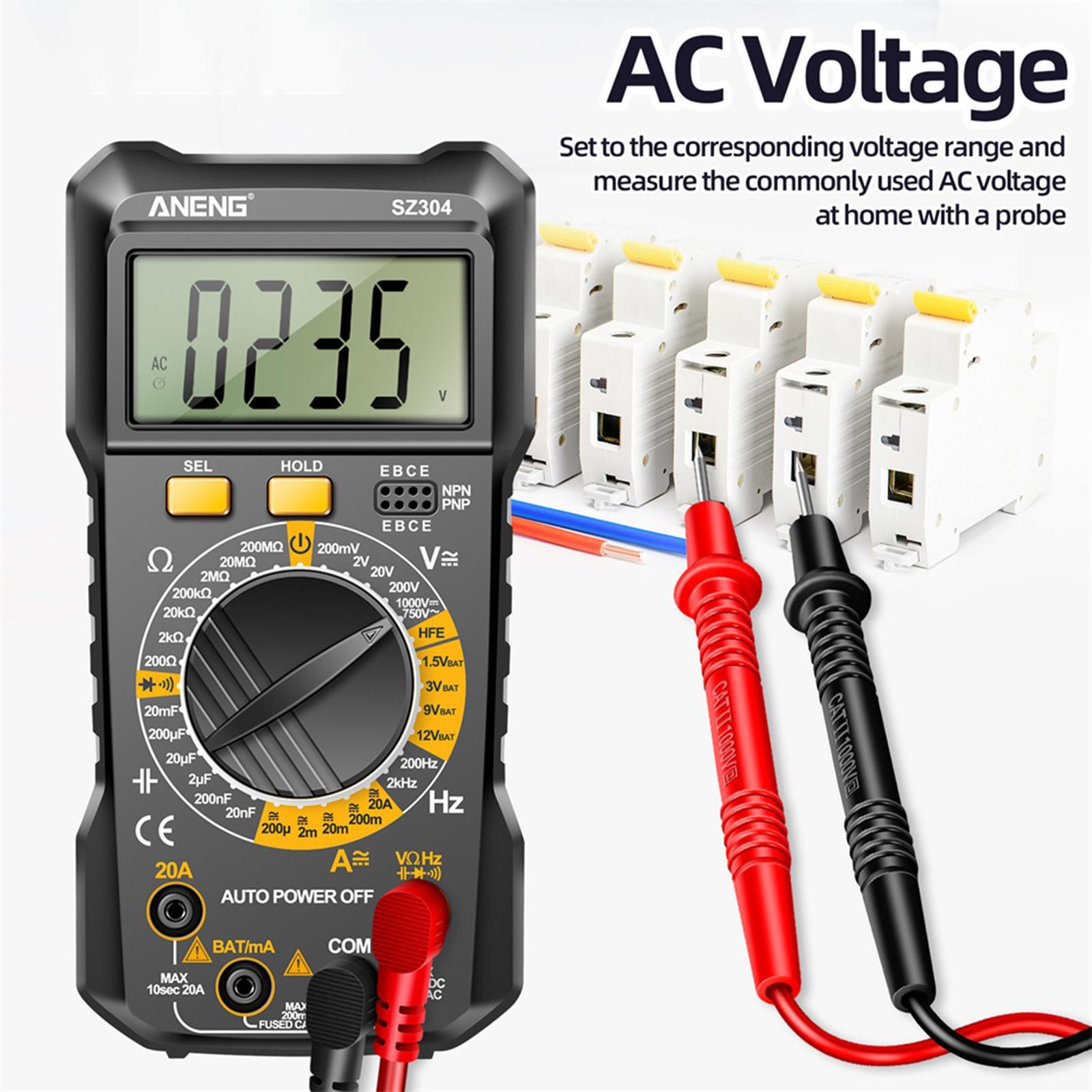Electrical Multimeter Electrician Tool Multifunction Pocket DC Current Wide Measuring Continuity Capitance Voltage Meter Voltage Tester