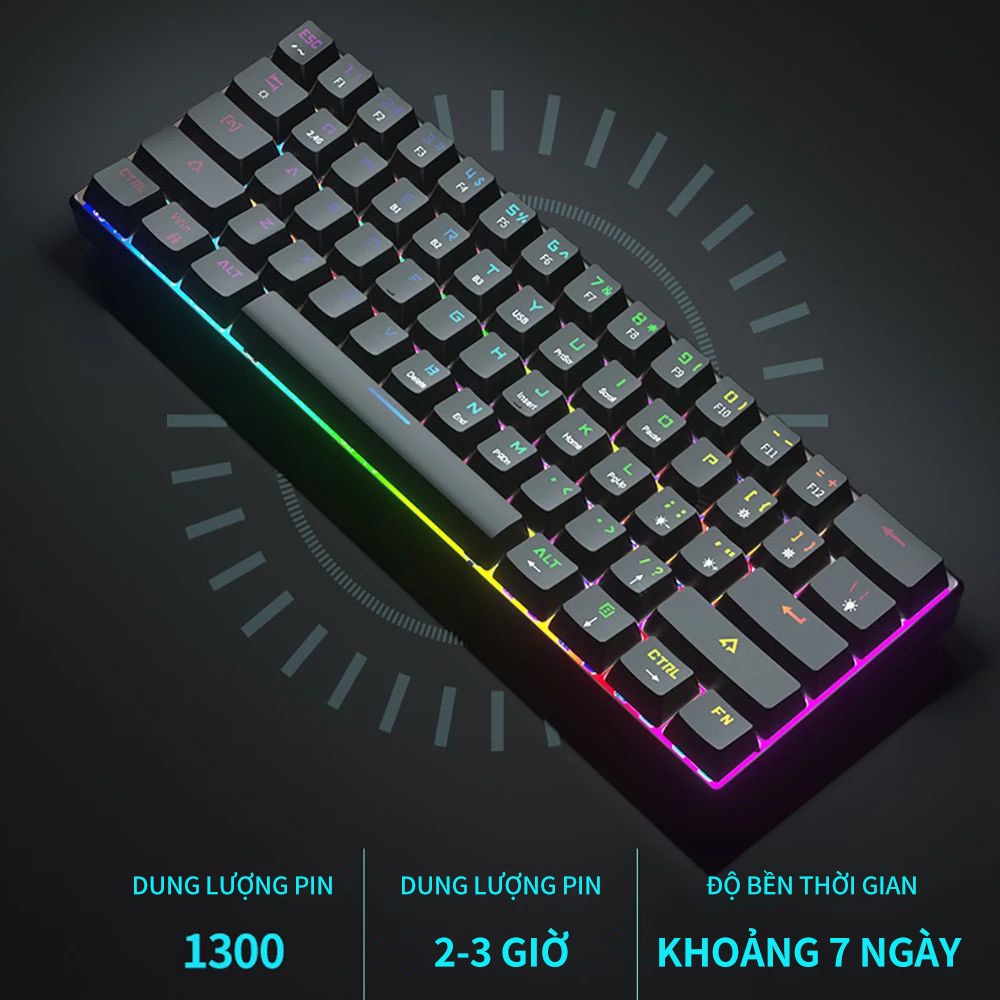 [HÀNG CHÍNH HÃNG GOOJODOQ] Bàn phím Không Dây Bluetooth 61 Phím RGB 3 Chế Độ Hotswap Bàn phím cơ