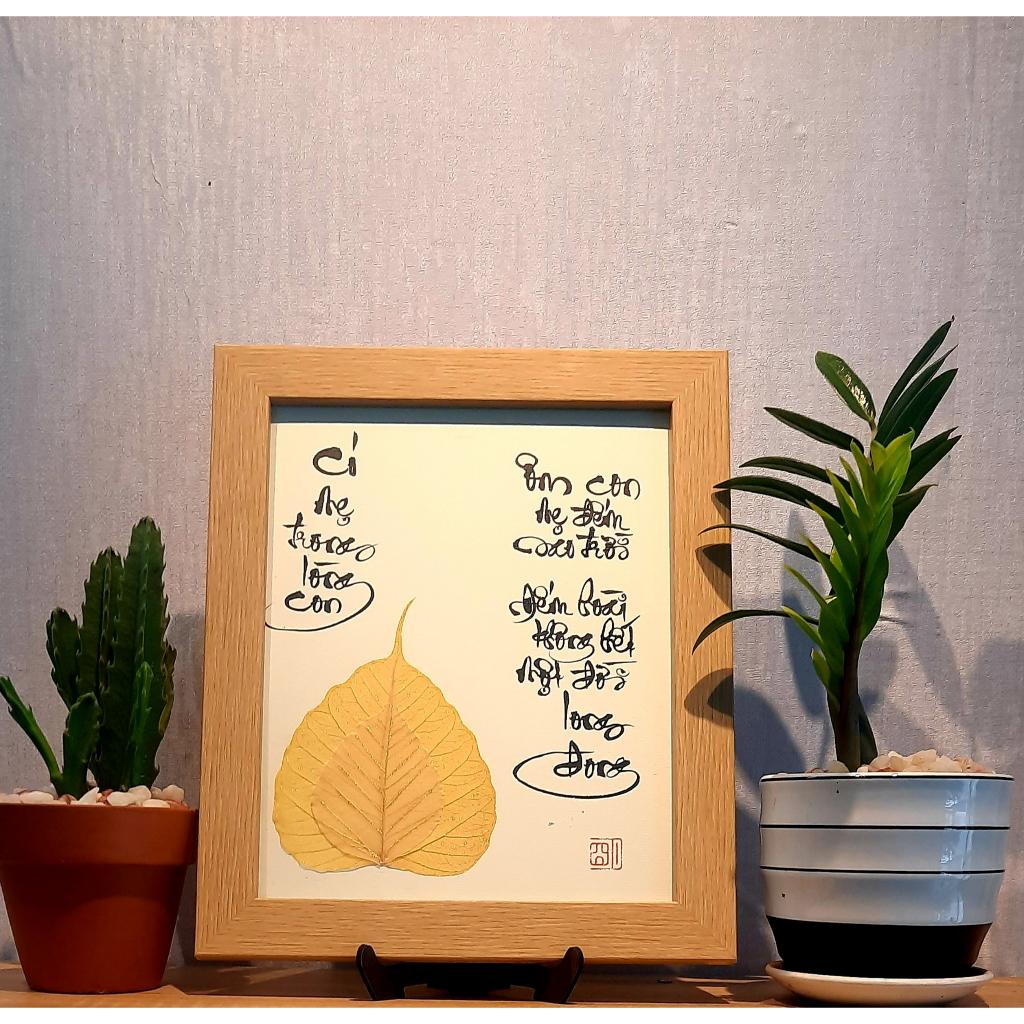 15 mẫu tranh về GIA ĐÌNH có nhiều mẫu viết bằng chữ thư pháp lá bồ đề 20x25 cm