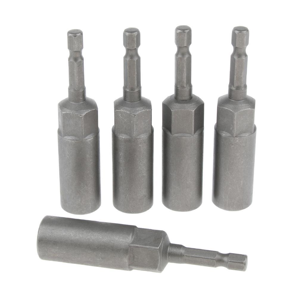 Socket Nut Driver Set Drill Bit Adapter 1/4'' Hex Shank 12mm 5pcs