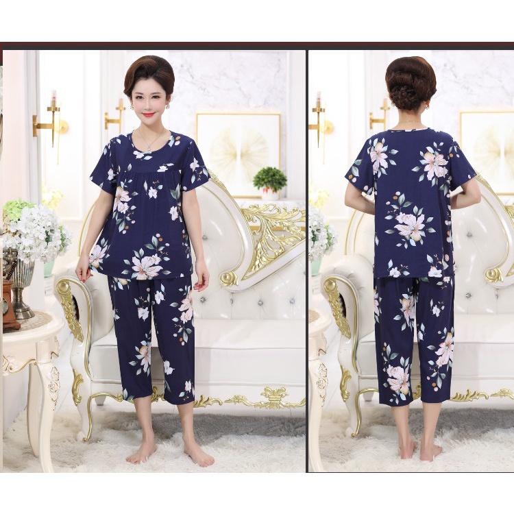 Bộ mặc nhà trung niên quần lửng siêu mát, trang tron