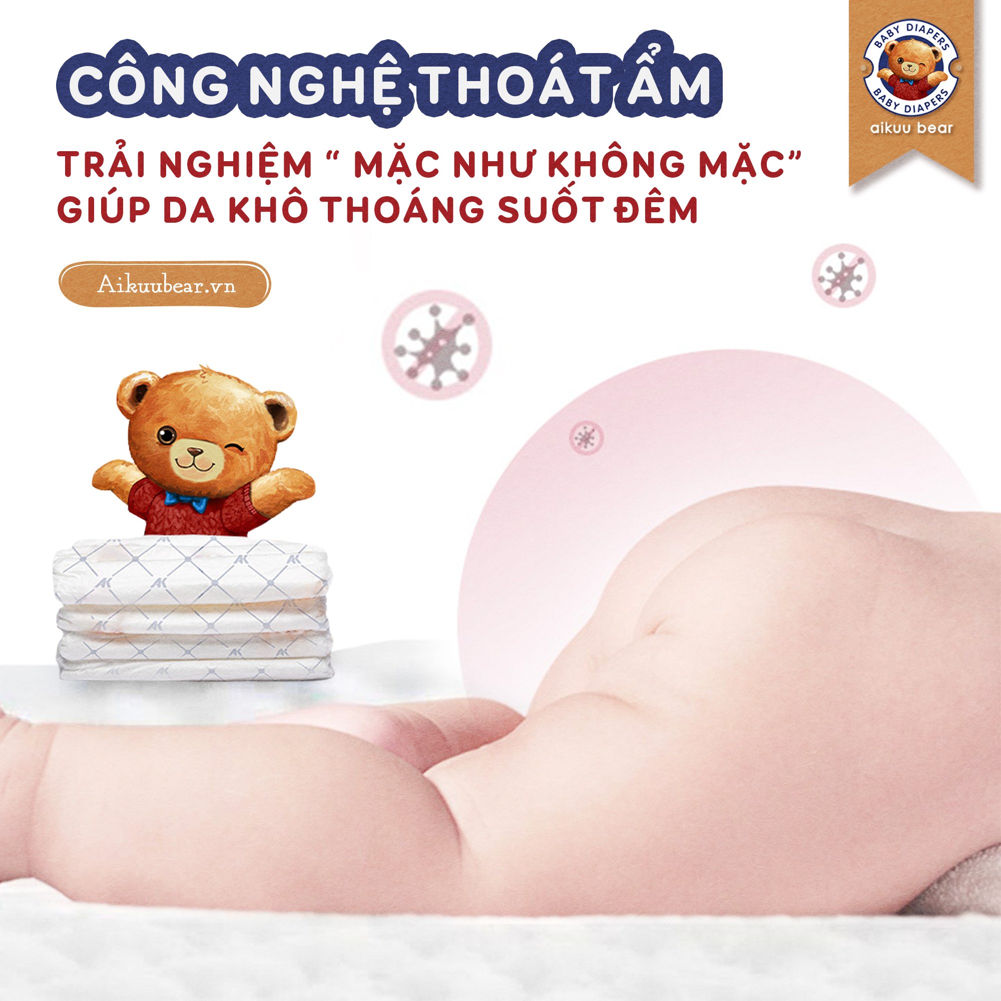 [Bịch] Tã Bỉm AIKUU BEAR Dán/Quần đủ size S56,M50,L48,XL46,XXL44,XXXL42 Chính Hãng