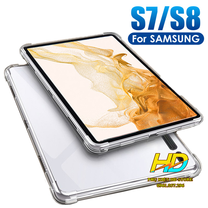 Ốp Lưng Cho Samsung Galaxy Tab S8+ Plus 12.4 inch Dẻo Silicon Trong Suốt Cao Cấp Chống Sốc ,Chống Va Đập, Có Gờ Bảo Vệ Camera