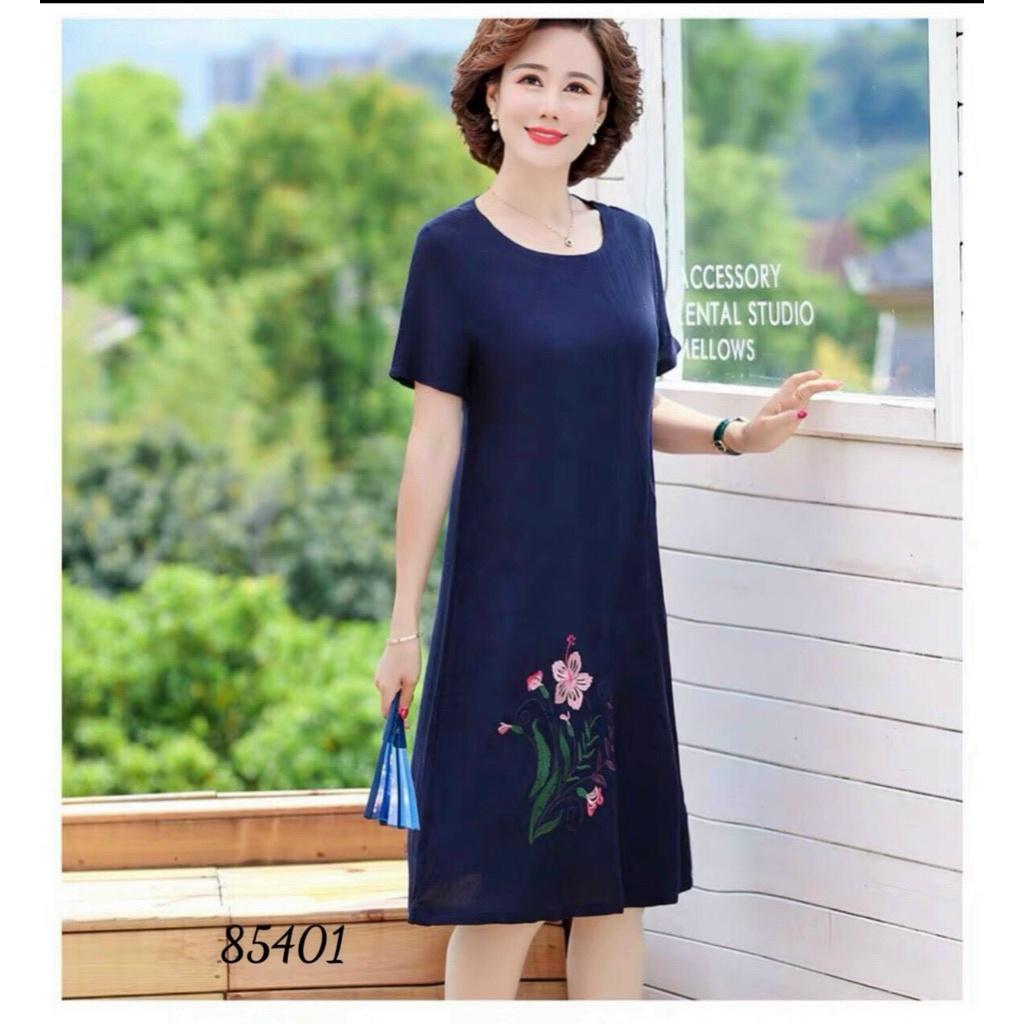 ĐẦM SUÔNG NỮ THÊU HOA CHẤT VẢI MÁT NHẸ MẶC THOẢI MÁI CÓ BIGSIZE 3XL