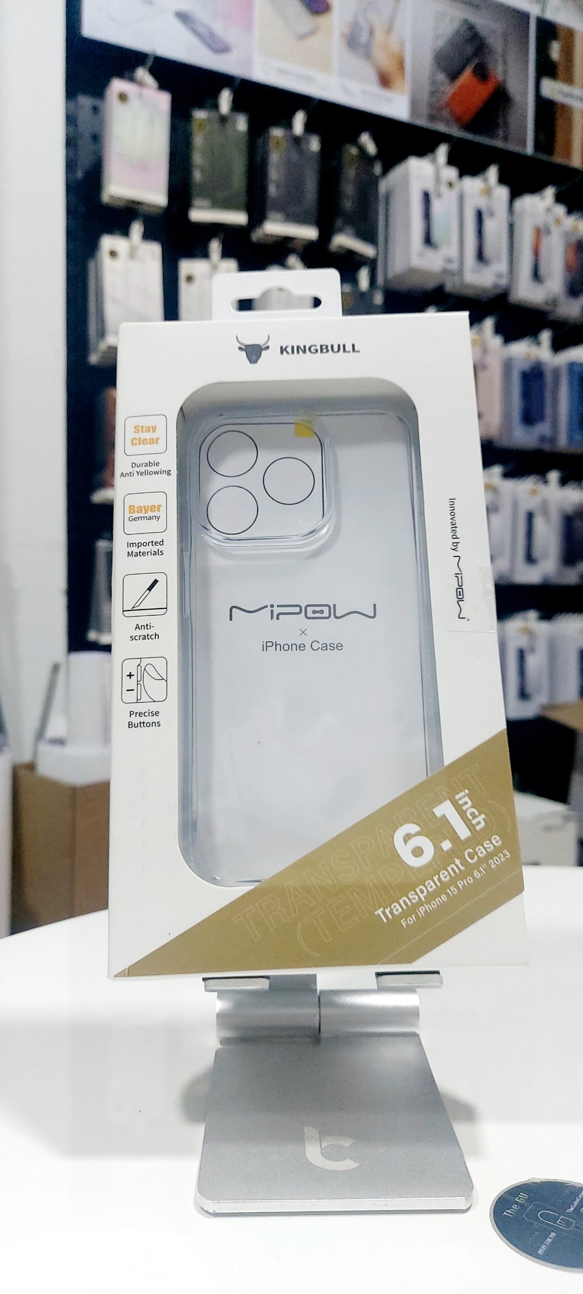Ốp Trong Suốt Mặt Lưng Cứng Mipow Tempered Glass Case Dành Cho iPhone 15 Series Hàng Chính Hãng