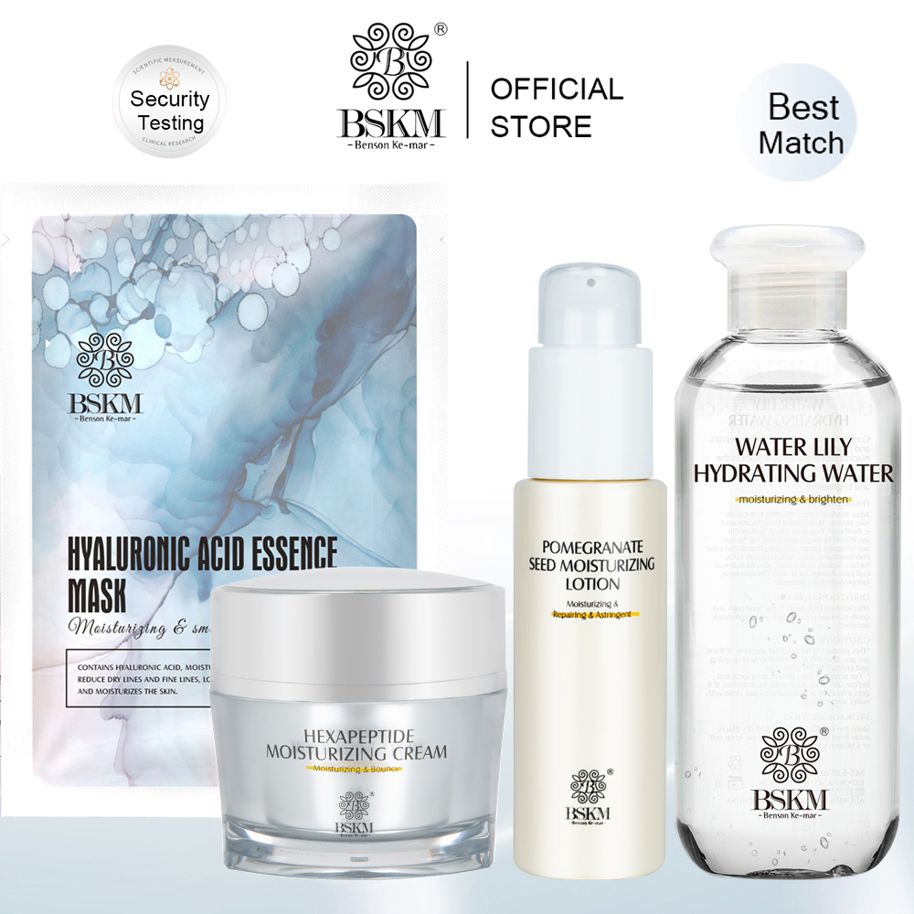 Mặt nạ tinh chất axit hyaluronic BSKM + Nước hoa hồng Water Lily + Kem dưỡng ẩm Hexapeptide + Bộ dưỡng ẩm nhũ tương hạt lựu bộ dưỡng ẩm làm săn chắc da