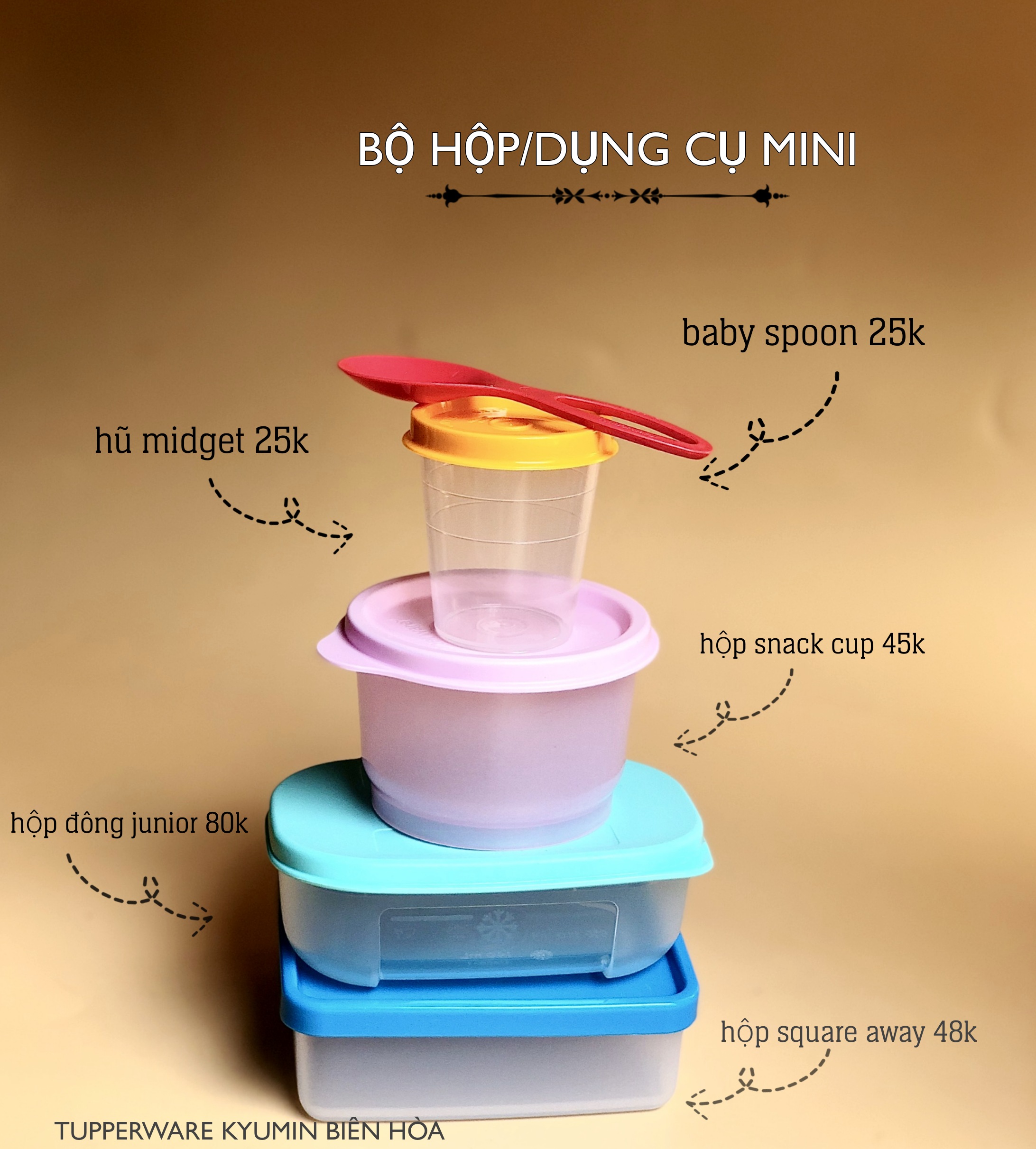 Hộp mini đựng thuốc/nước chấm Tupperware midget 60ml - bảo hành chính hãng