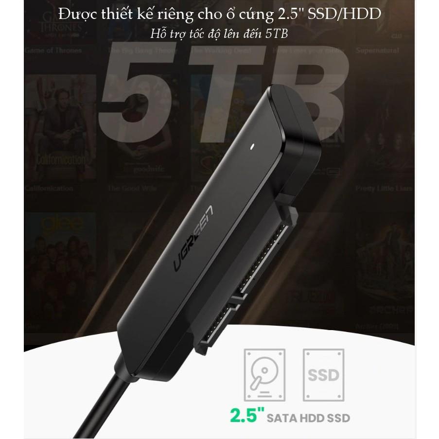 Cáp chuyển đổi hai loại USB 3.0 và USB type C sang Sata cho ổ cứng ngoài SSD, HDD 2.5 inch, dài 50cm UGREEN CM321 - Hàng chính hãng
