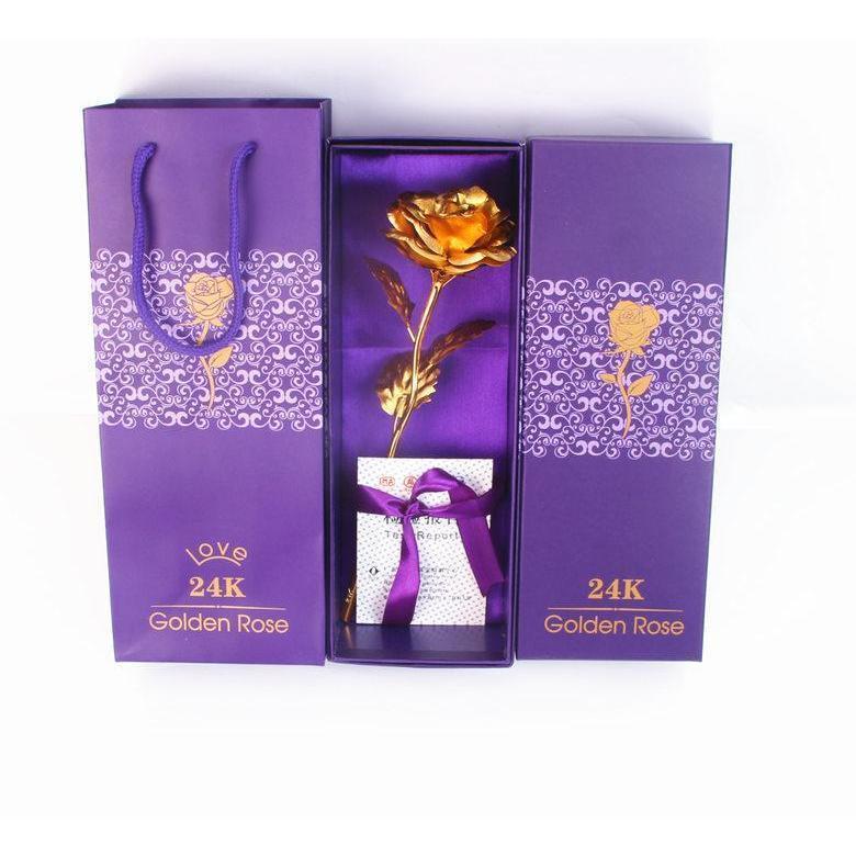 Hoa Hồng Mạ Vàng 24K Chữ Love Có Hộp Đựng Sang Trọng