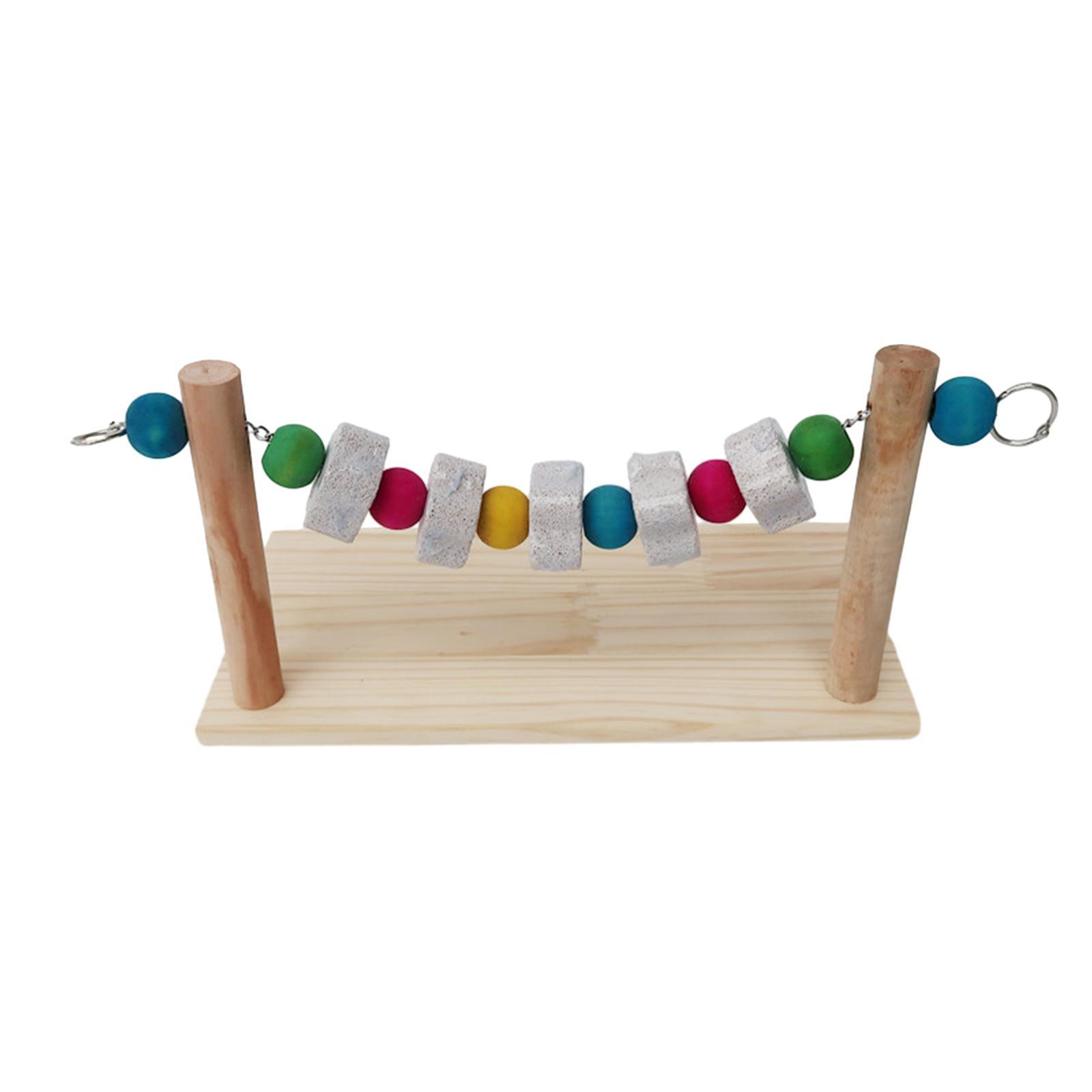 Grinding Block Chew Toy Perching Play Climbing Platform Wooden Playground Bird Stand Molar Stone for Rabbits Rat Gerbil Chipmunk Chinchilla