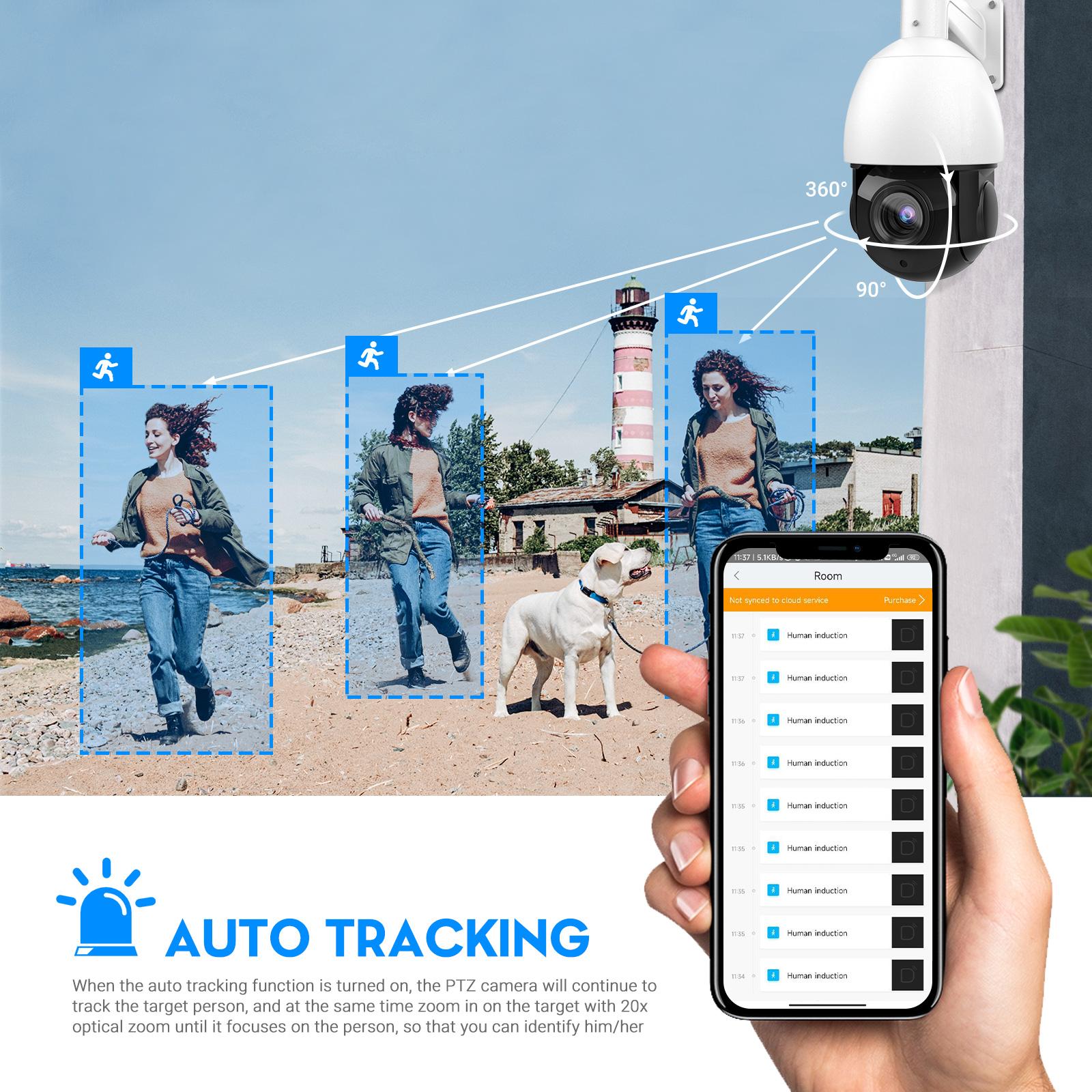 Vikylin 4,5 inch 4K 18x Zoom Speed Dome IP Camera 8mp Poe Auto Track 2way Audio 5MP Giám sát video ngoài trời IP66