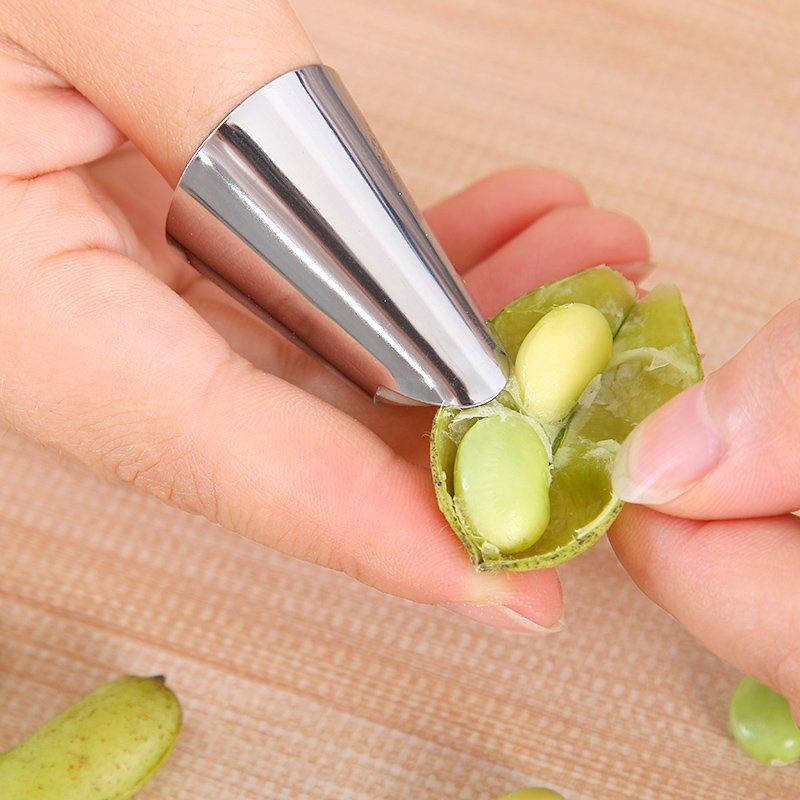 Dụng cụ bảo vệ ngón tay nhà bếp tiện dụng - Bọc ngón tay bóc hạt bằng thép không gỉ