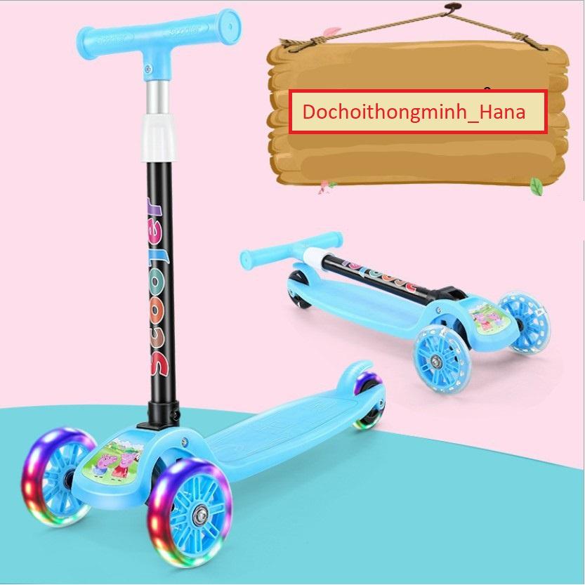 Xe scooter cho bé HCM Xe trượt trẻ em 3 bánh gấp gọn có đèn phát sáng,mẫu nhỏ nhất cho bé mới làm quen