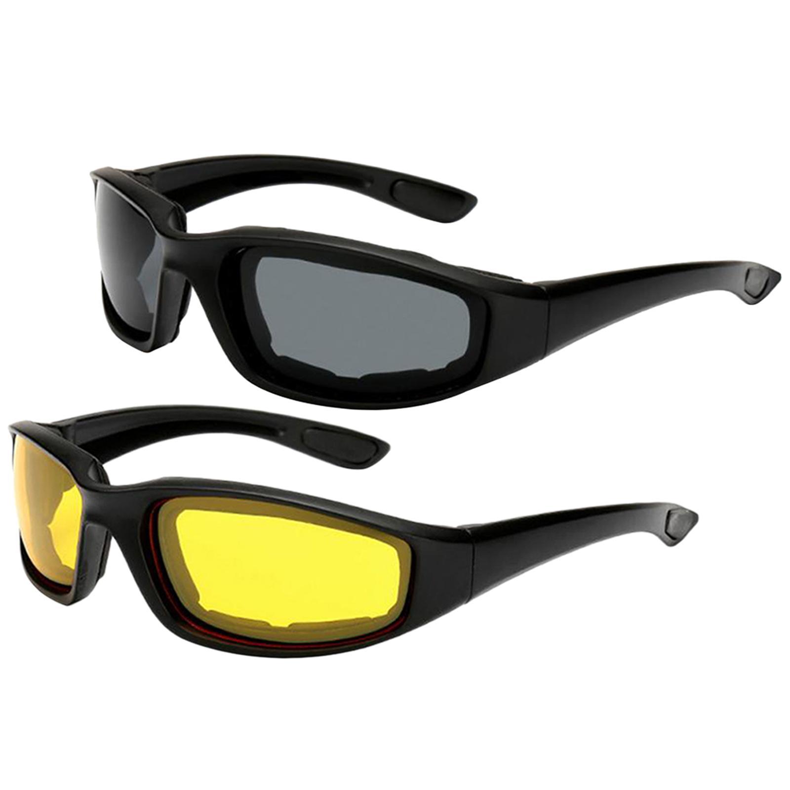 2 Pair Flexible Anti-Fog Motorcycle Goggles UV400 for Outdoor Sports