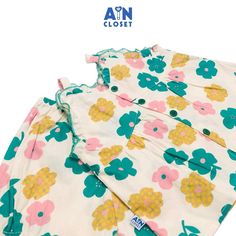 Bộ quần áo ngắn bé gái họa tiết dây Hoa xanh cotton - AICDBG8Z0OM4 - AIN Closet