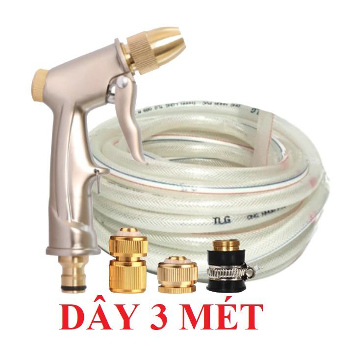 ️Evoucher Bộ dây vòi xịt nước rửa xe, tưới cây loại 3m, 5m 206701-1 đầu đồng, cút đồng,nối đồng+ túi đựng bút